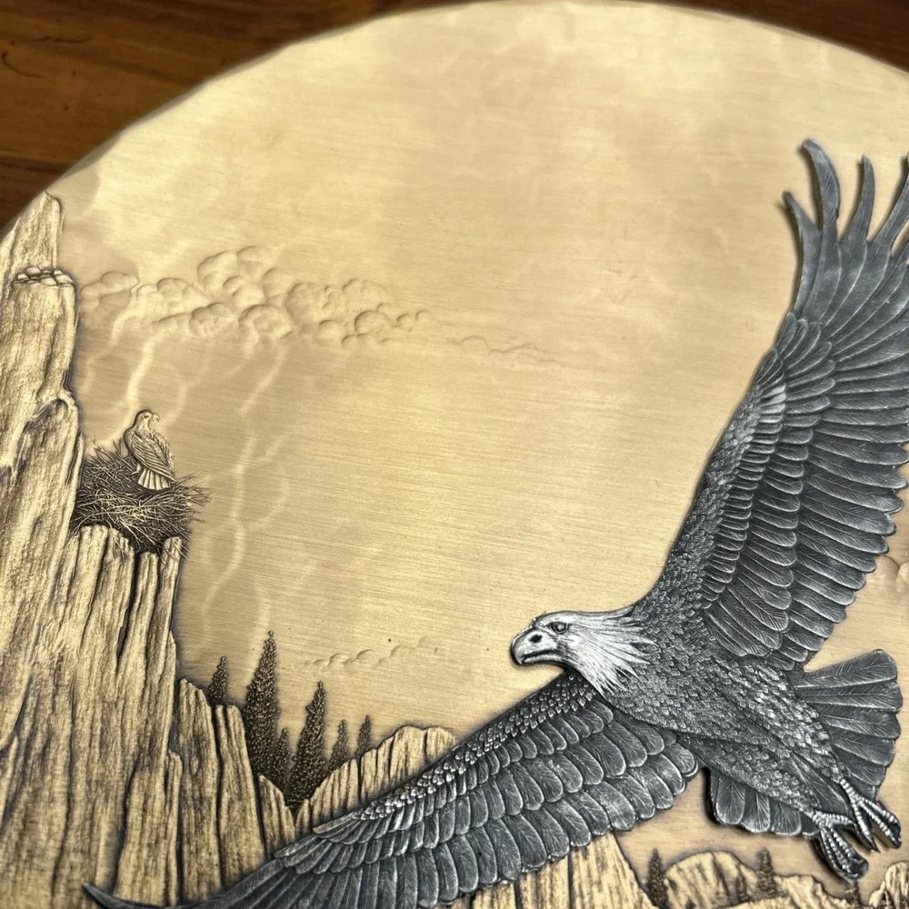 Wendell August Forge Hanging‎ Plate Plaque Pewter Bronze PA OH Soaring Eagle